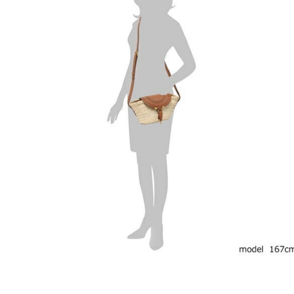 Chloe Marcie leather & raffia Tan Woven shoulder Bag basket crossbody - Picture 15 of 16
